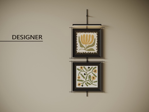 法式中古装饰画 抽象挂画su模型