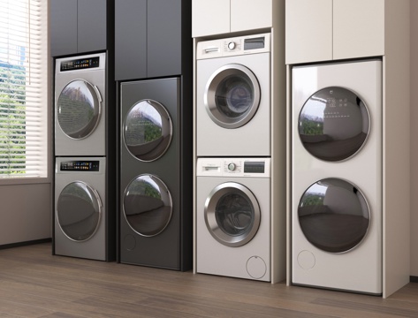  现代洗衣机 烘干机  洗烘一体机3d模型 