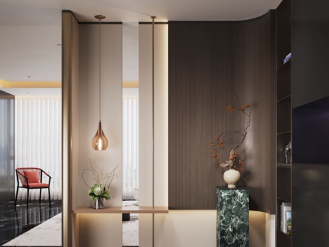 现代玄关 玄关过道 入户玄关su模型