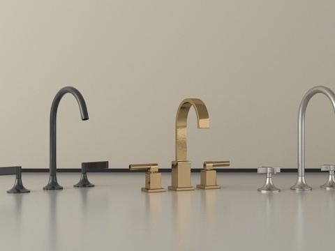 现代水龙头 不锈钢水龙头su模型