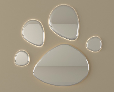 现代异形装饰镜 化妆镜 卫浴镜 创意装饰镜su模型