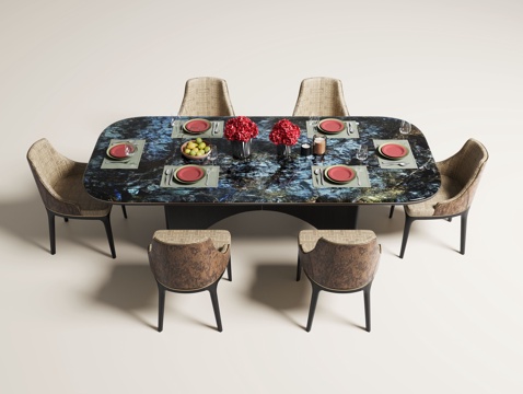 现代餐桌椅组合su模型