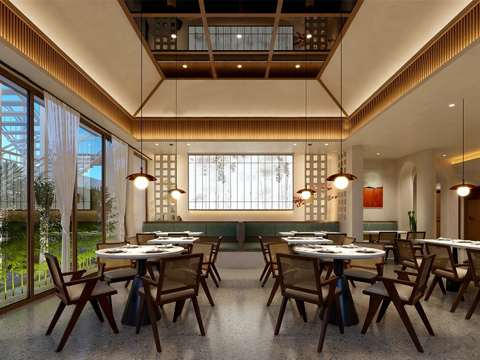 侘寂中餐厅 禅意 复古su模型