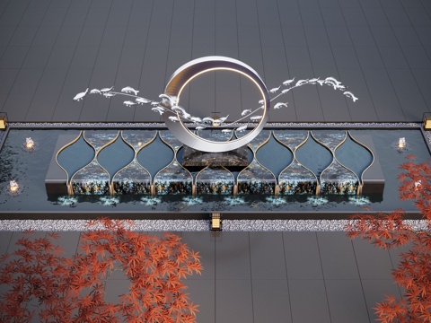 现代水景观 庭院水景 水钵 叠水 跌水 喷泉su模型