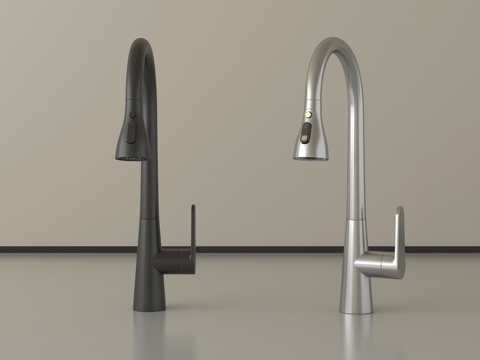 现代水龙头 不锈钢水龙头su模型