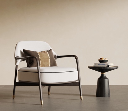 新中式休闲椅 边几su模型