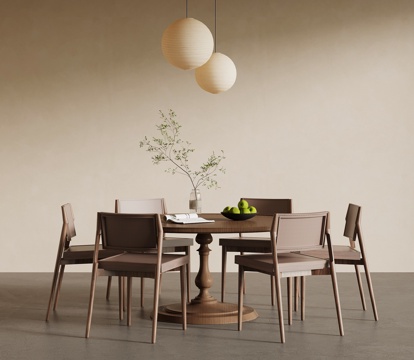 新中式餐桌椅 宋氏风餐桌椅su模型