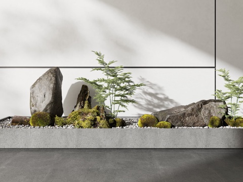 现代室内景观造景 景观植物 苔藓景观 景观造景su模型