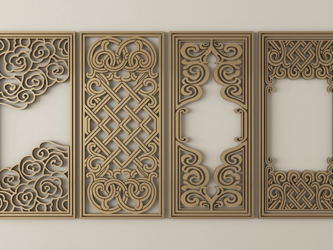 中式雕花 仿古雕花 浮雕雕花su模型