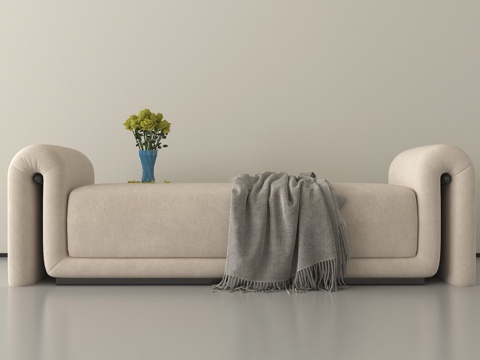 现代沙发凳 床尾凳 布艺凳su模型