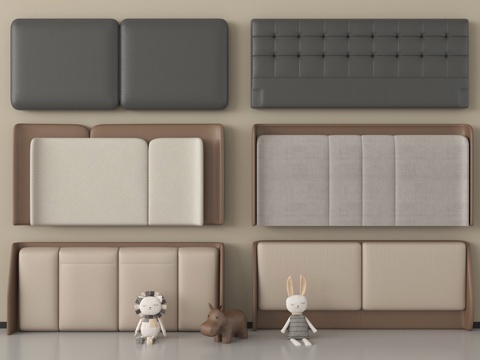  现代床靠背 床具 床品 床头3d模型 