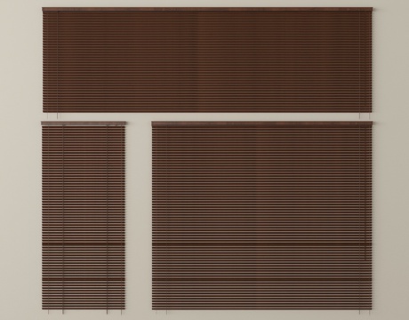 新中式百叶帘 卷帘 窗帘su模型