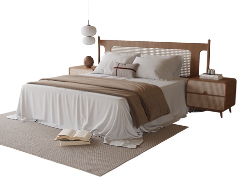  现代双人床3d模型 
