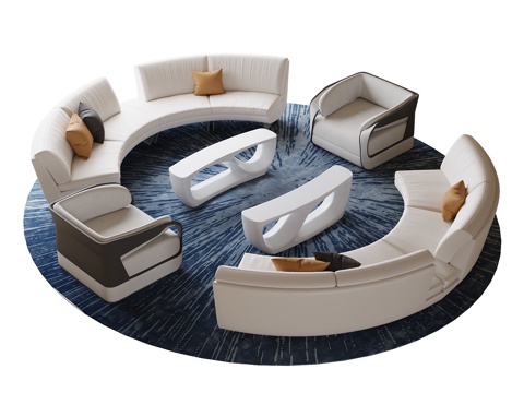 现代售楼处沙发茶几 接待沙发su模型