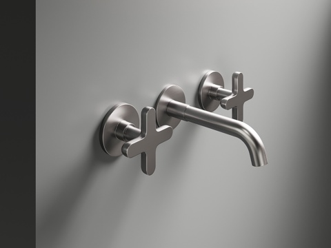 现代水龙头 金属水龙头 墙排水龙头su模型