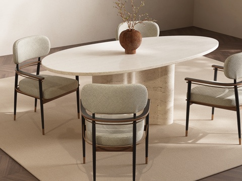 现代餐桌椅 意式餐桌椅 餐桌椅组合su模型