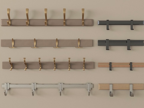 现代铁艺挂衣钩 衣架 挂钩su模型