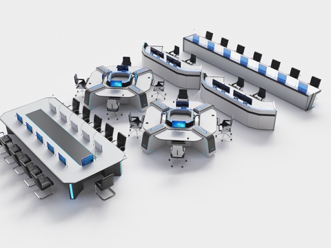 操作台 控制台 办公桌 消防控制台 指挥中心控制台 调度桌su模型