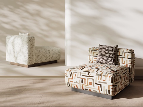 法式复古单人沙发 懒人沙发 休闲沙发su模型