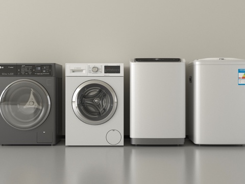  现代洗衣机 滚筒洗衣机3d模型 