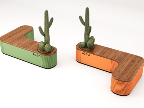  现代户外休息凳 户外椅 户外长椅组合 休闲异形座椅3d模型 