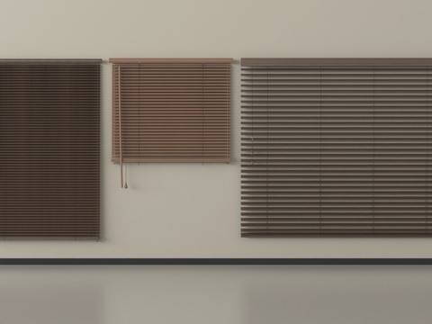 新中式百叶帘 卷帘 窗帘su模型