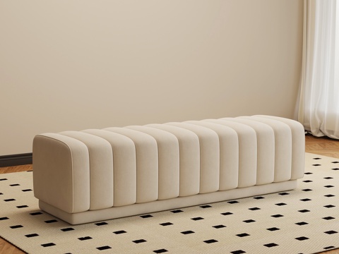 现代奶油风换鞋凳 床尾凳 沙发凳su模型