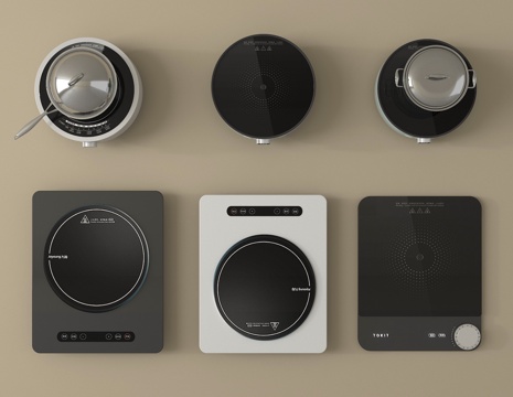 现代电磁炉电热炉  炉具su模型