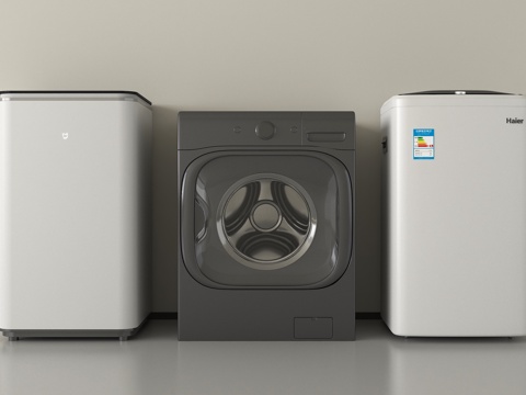  现代洗衣机 滚筒洗衣机3d模型 