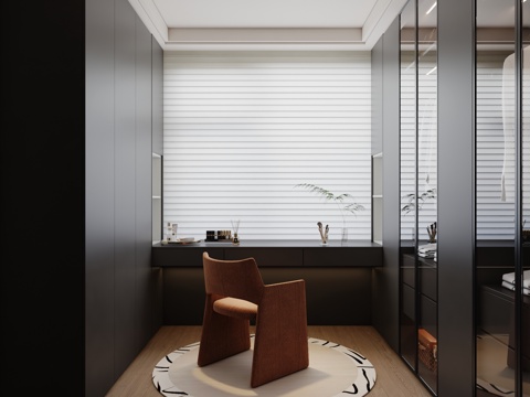  现代极简衣帽间 U型衣帽间 步入式衣帽间3d模型 