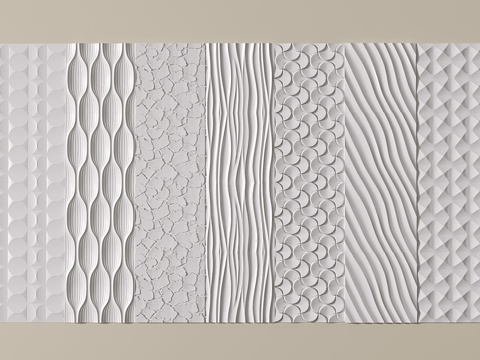 现代护墙板 立体墙饰 装饰艺术墙 造型石膏构件su模型