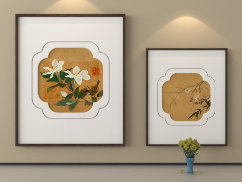 宋式美学精品组合画 装饰画su模型