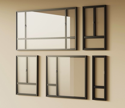 现代窗户 内开窗 外开窗 推拉窗su模型