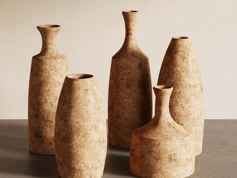 侘寂中古罐子 瓶子 陶瓷罐子su模型