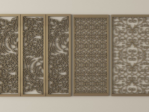  欧式雕花花窗 花格 窗花3d模型 