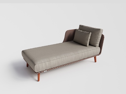 DEDON - 现代户外椅 单人椅 泳池沙滩躺椅 藤编贵妃椅su模型