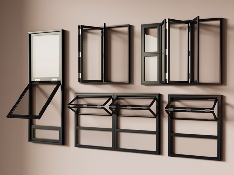 现代窗户 折叠窗 内开窗 外开窗su模型