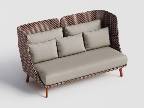 DEDON - 现代户外沙发 双人沙发 藤编柚木沙发su模型