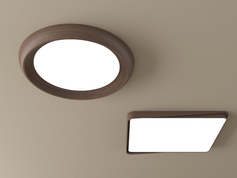 新中式吸顶灯 极简吸顶灯 实木吸顶灯su模型su模型