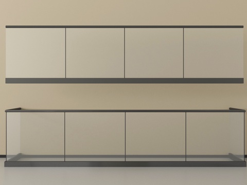 现代围栏护栏 玻璃栏杆 扶手 阳台围栏su模型