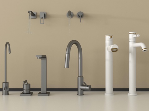 现代水龙头 不锈钢水龙头su模型