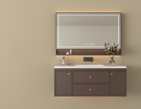 新中式浴室柜 镜柜 卫浴用品su模型