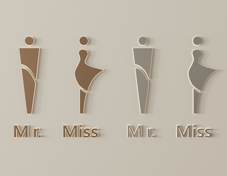 现代标识标牌 卫生间导视牌 洗手间导视牌su模型