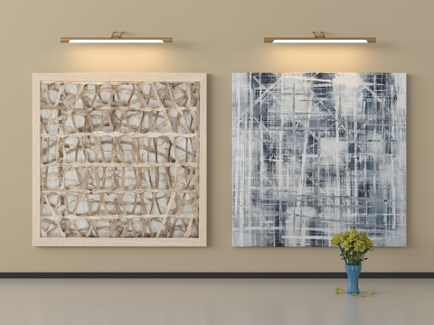 侘寂风装饰画 抽象画 装饰挂画su模型