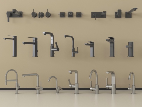 现代水龙头 不锈钢水龙头su模型