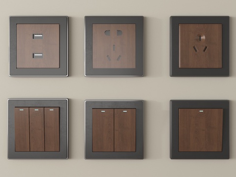 现代开关插座 多功能插座su模型
