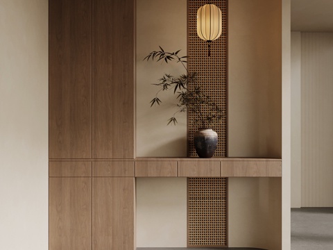 新中式玄关 入户玄关su模型