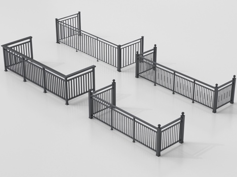 现代围栏 护栏 阳台护栏 铁艺栏杆su模型