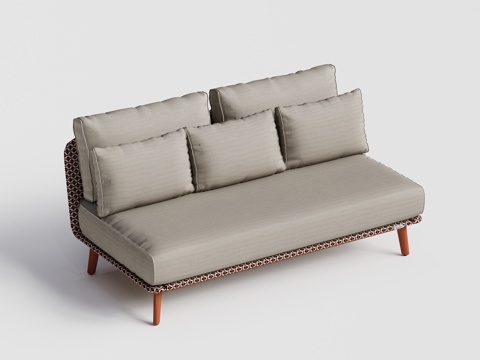 DEDON - 现代户外沙发 双人沙发 藤编柚木沙发su模型su模型