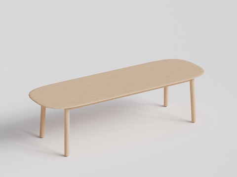 DEDON - 现代户外长凳 长椅 柚木三人长凳 餐桌凳su模型